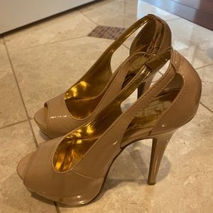 Material Girl Nude Peep Toe Heels